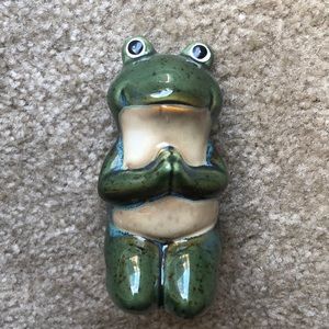 Frog Glossy Yoga Praying Meditating Garden Ridge Pottery VTG